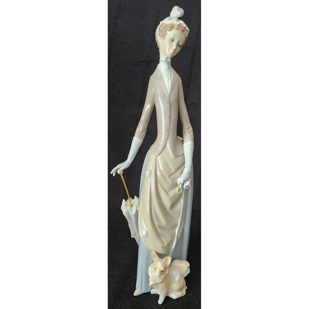 Retired Vintage LARGE Lladro “Women with Dog” #4761 ~ Collectors: *Glossy*